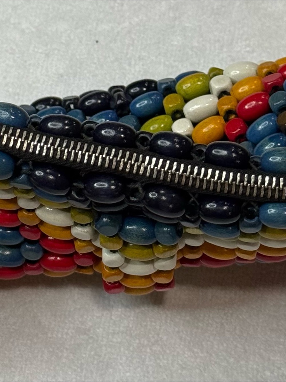 VTG 1930s Showanek wooden beaded purse wristlet clutch Czechoslovakia boho - Picture 7 of 7